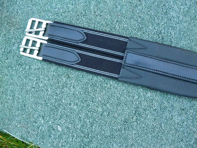 Image 4 of 46" Black Leather elasticated Atherstone girth