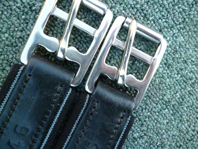Image 5 of 46" Black Leather elasticated Atherstone girth