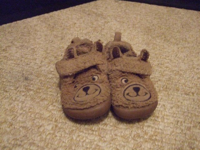 Preview of the first image of Clarks Teddy Bear Slippers size 4 ½ - 12/18 months.