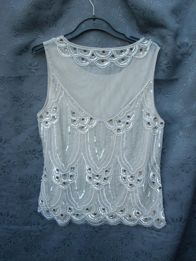 Image 6 of MONSOON Beige Beaded Top Size 10 NEW!