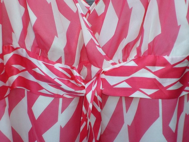 Image 2 of MONSOON Pink & White Silk Top Size 14 NEW!