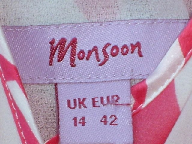 Image 3 of MONSOON Pink & White Silk Top Size 14 NEW!
