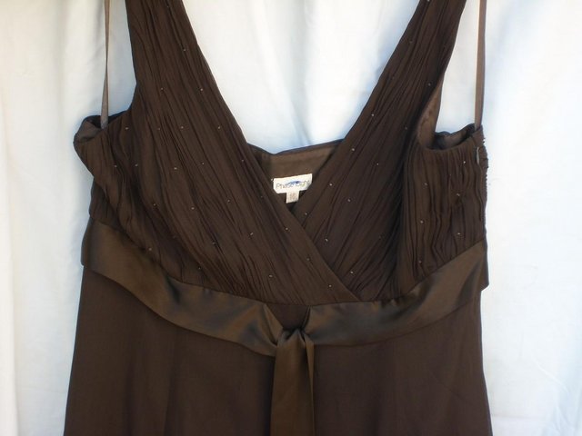 Image 2 of PHASE EIGHT Brown Silk Tea Dress–Size 16