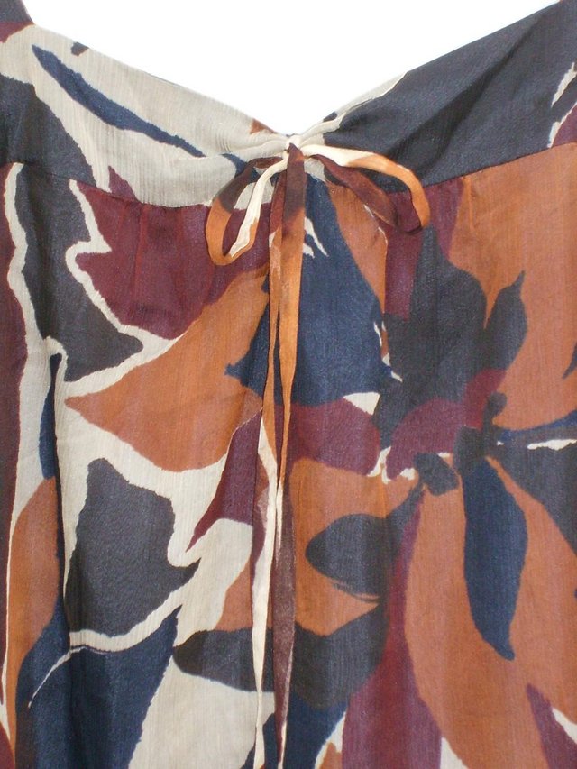 Image 4 of JIGSAW Blue/Brown Silk Chiffon Top – Size 12