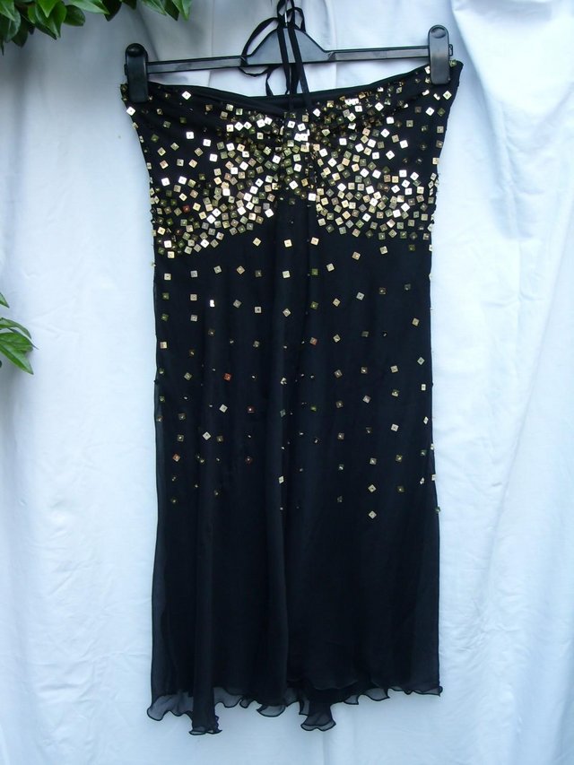 Image 5 of JANE NORMAN Black Halter Neck Mini Dress – Size 12