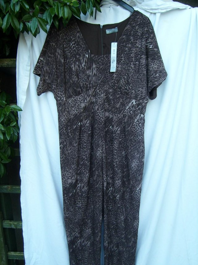 Image 4 of PER UNA Brown Jumpsuit – Size 12 Long Length – NEW!