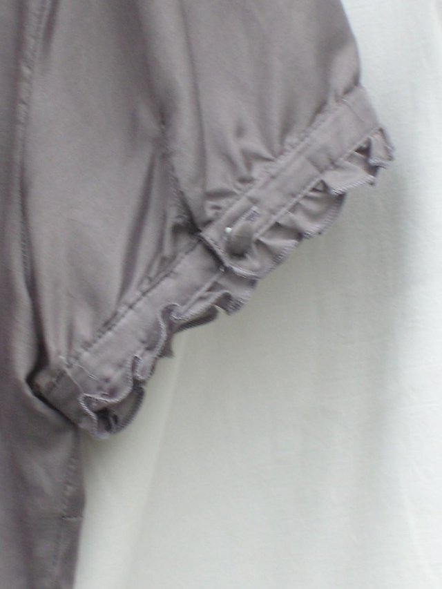 Image 4 of WAREHOUSE Grey Cotton/Silk Ruffle Shirt – Size 12