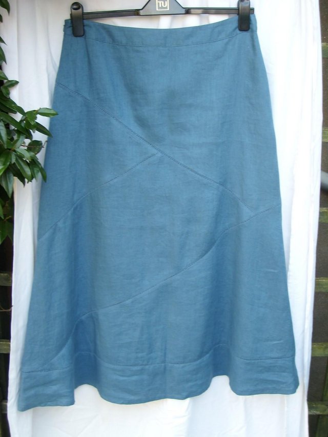 Image 4 of LAURA ASHLEY Blue Linen Maxi Skirt Size 14