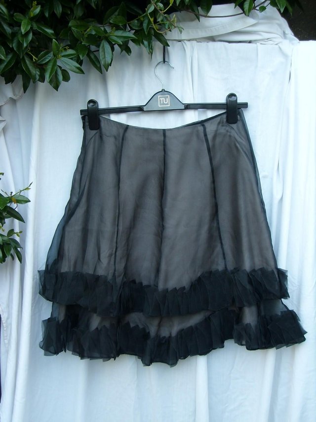 Image 5 of COAST Grey Silk Chiffon Ruffle Skirt - Size 12