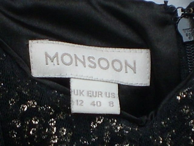 Image 5 of MONSOON Black Midi Sequin Dress–Size 12-NEW!
