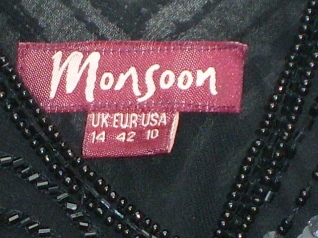 Image 4 of MONSOON Black Silk Beaded Top – Size 14