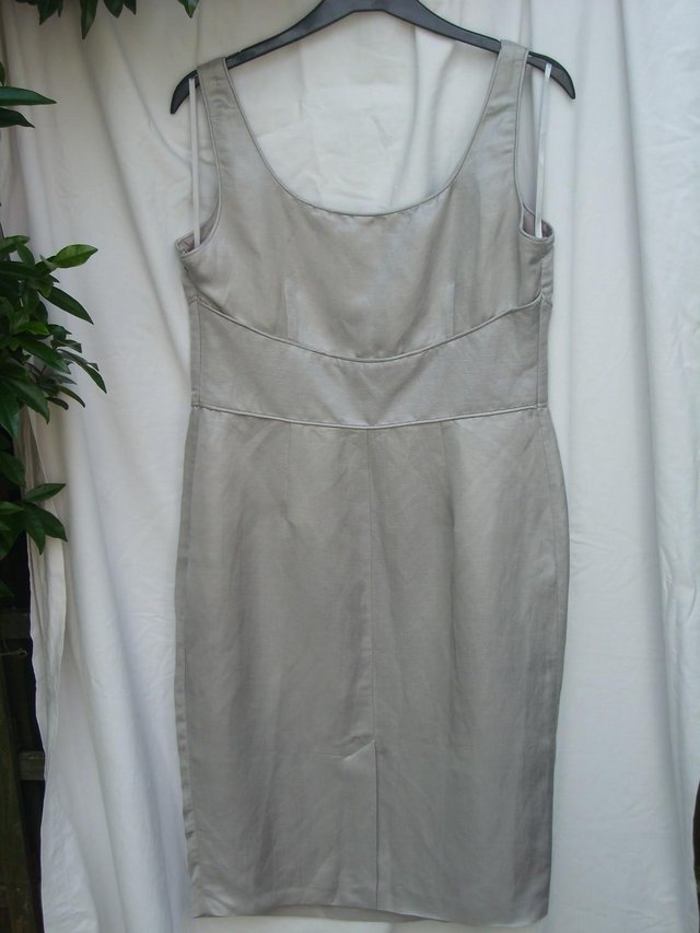 Image 4 of MONSOON  Silver/Grey Linen Mix Dress – Size 14 NEW