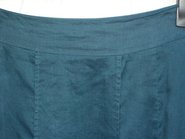 Image 7 of Monsoon Blue Linen/Silk Midi Skirt - Size 18