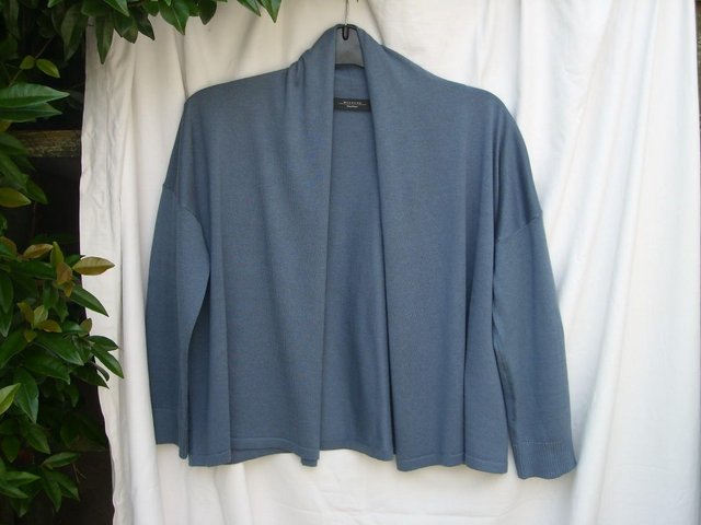 Image 4 of MAX MARA WEEKEND Blue Silk Mix Jacket Top – Size 10 (M)