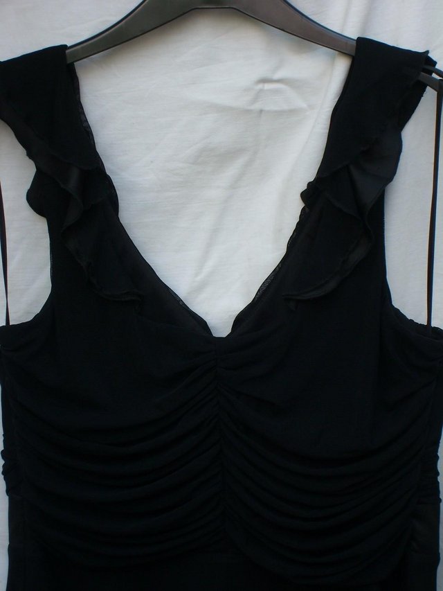 Image 4 of NEXT Black Chiffon Mini Dress - Size 16 - NEW