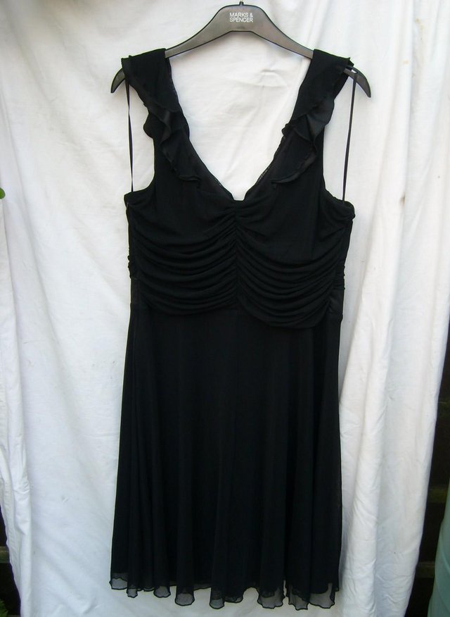 Image 5 of NEXT Black Chiffon Mini Dress - Size 16 - NEW