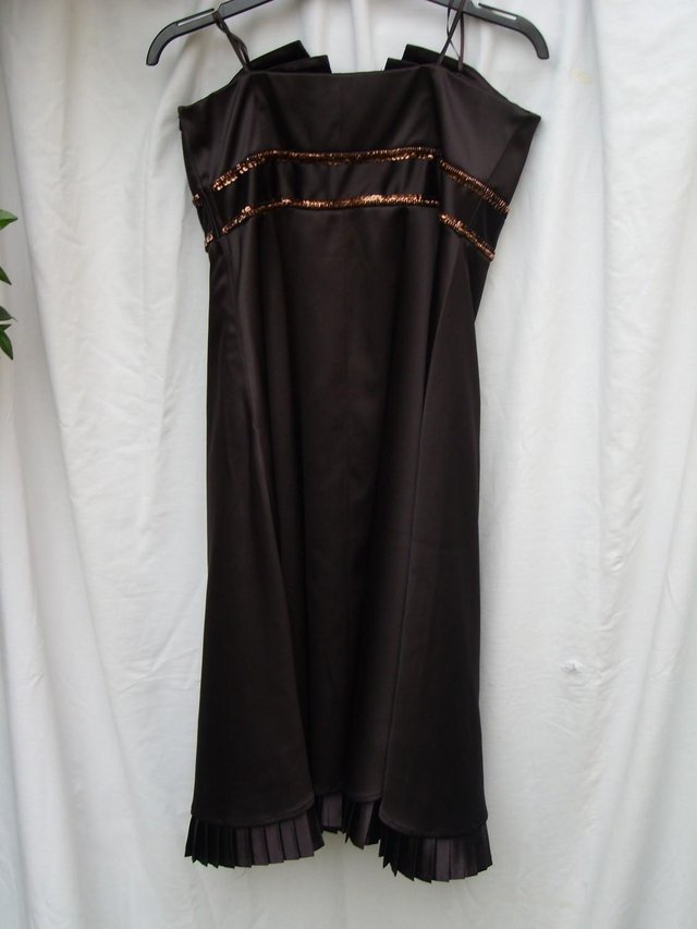 Image 6 of NEXT Strapless Brown Satin Prom Dress - Size 12