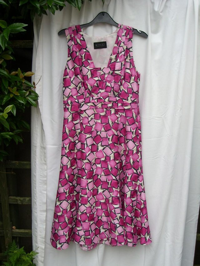 Image 4 of MINUET For KALIKO Pink Print Tea Dress– Size 8