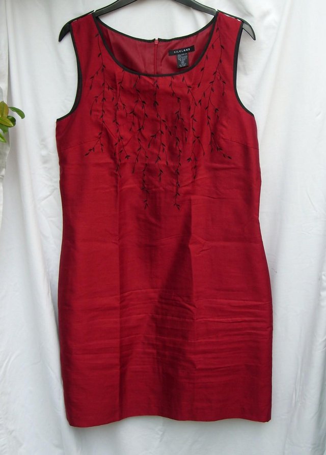 Image 4 of SILKLAND Red Silk Mini Dress – Size 10
