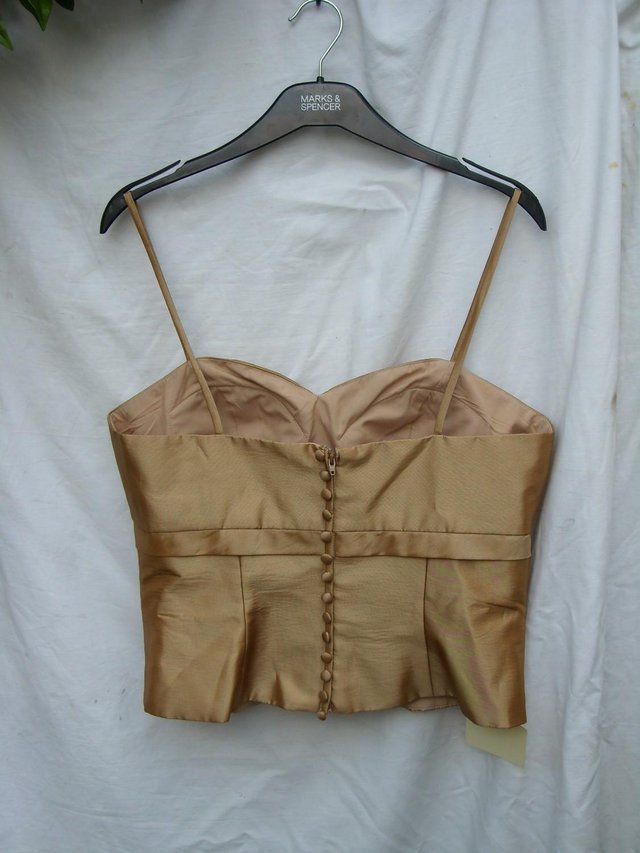 Image 3 of BELLA FORMALS Gold Bustier Top With Straps - Size 12 - NEW