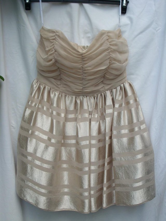 Image 5 of PRIMARK Gold Strapless Prom Mini Dress – Size 12
