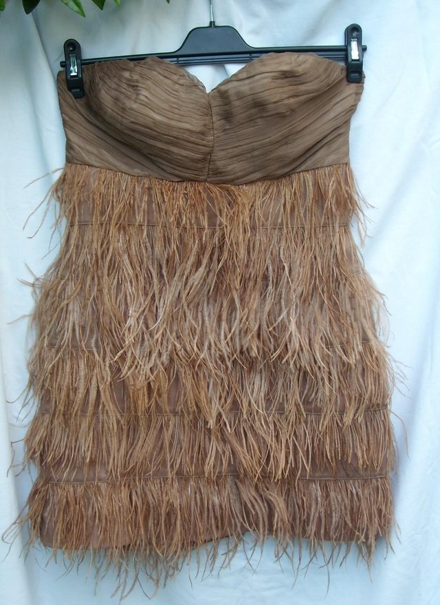 Image 5 of ZARA Strapless Feather Mini Dress – Size M (6) - NEW
