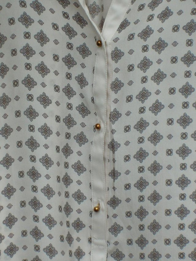 Image 4 of ZARA Brown On Cream Print Silk Blouse Top – Size 10 (M)