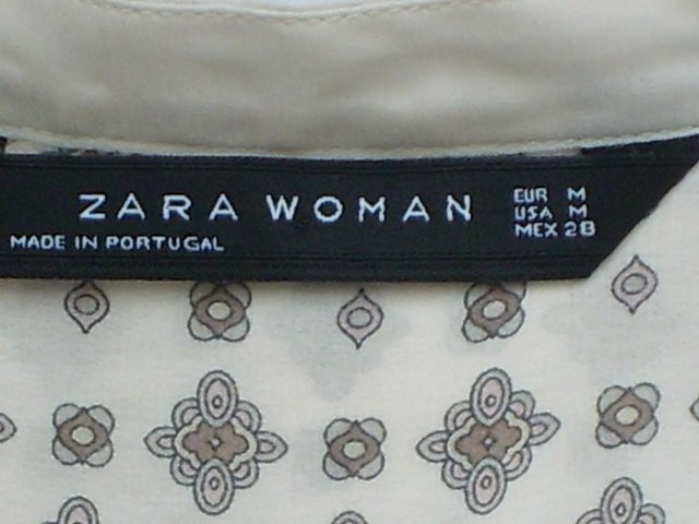 Image 6 of ZARA Brown On Cream Print Silk Blouse Top – Size 10 (M)