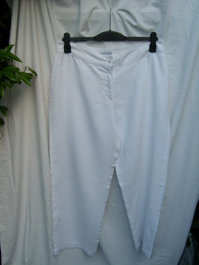Image 8 of DEANE & WHITE –White Linen Trouser Suit - Size 12