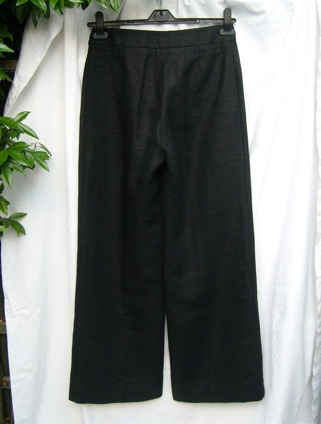 Image 4 of HOBBS Brown Linen Wide Leg Trousers – Size 10