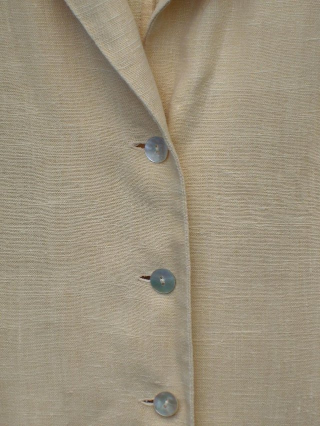 Image 3 of ARTIGIANO Yellow Linen Button Front Dress – Size 12