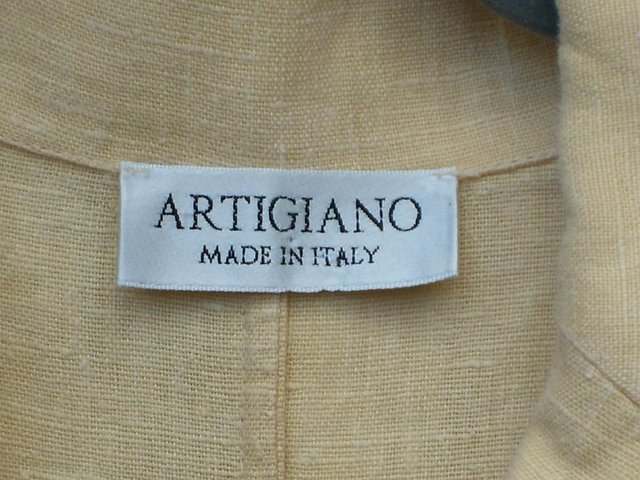 Image 4 of ARTIGIANO Yellow Linen Button Front Dress – Size 12