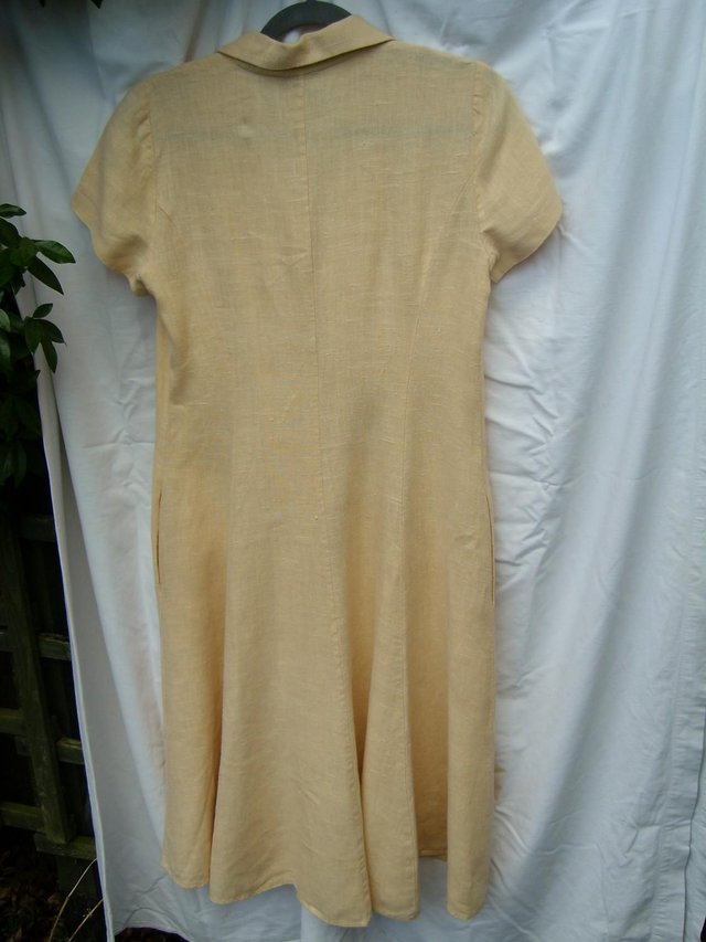 Image 6 of ARTIGIANO Yellow Linen Button Front Dress – Size 12