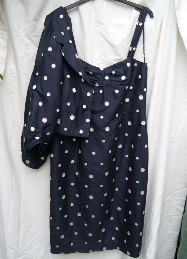 Image 4 of Spenser Jeremy Blue Silk Dress & Jacket Size 10