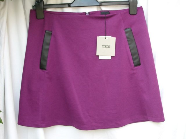 Image 4 of ASOS Dark Pink Mini Skirt – Size 12 – NEW WITH TAGS!