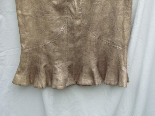 Image 6 of ZAC POSEN Gold Linen Fishtail Skirt–Size 8/10-NEW