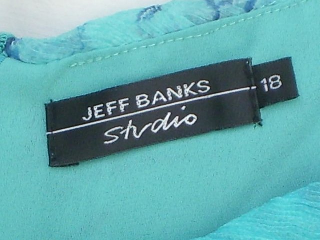 Image 4 of JEFF BANKS Turquoise Silk Dress-Size 18