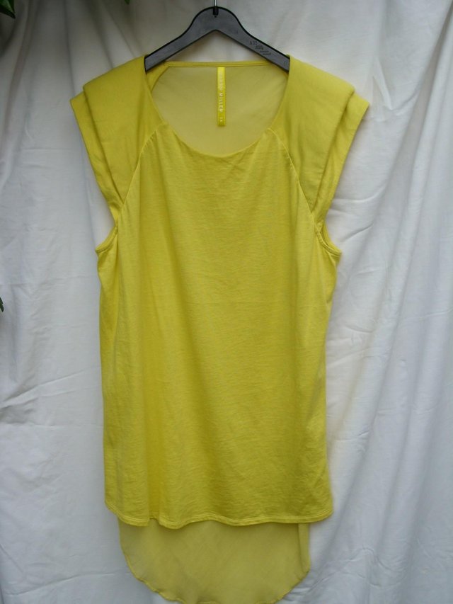 Image 4 of KAREN MILLEN Yellow Cotton & Silk Top–Size 14