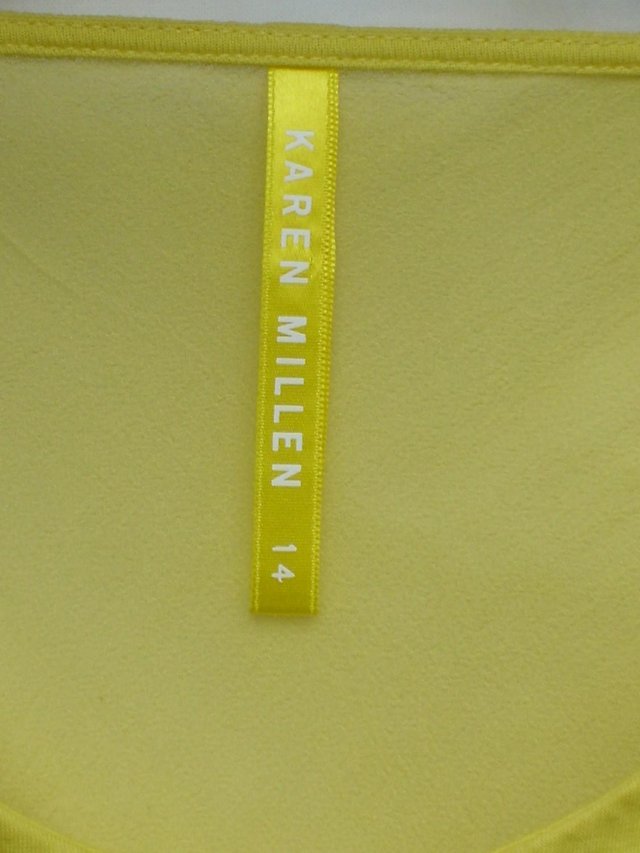 Image 5 of KAREN MILLEN Yellow Cotton & Silk Top–Size 14