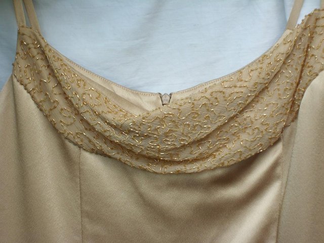 Image 4 of OCCASSIONS Gold Satin Evening Dress - Size 18