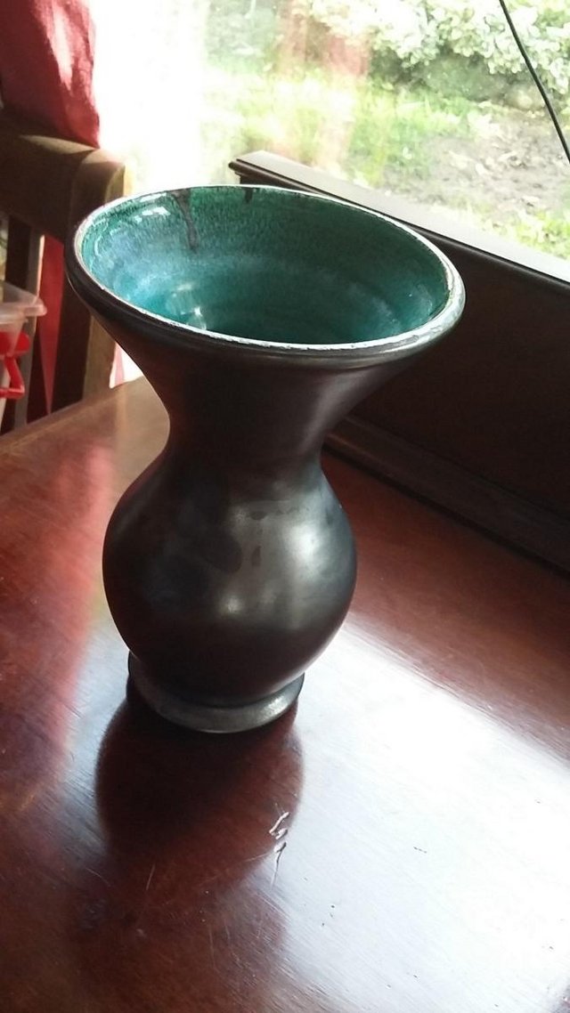 Preview of the first image of Prinknash Metallic Pewter Lustre Glazed Vase.