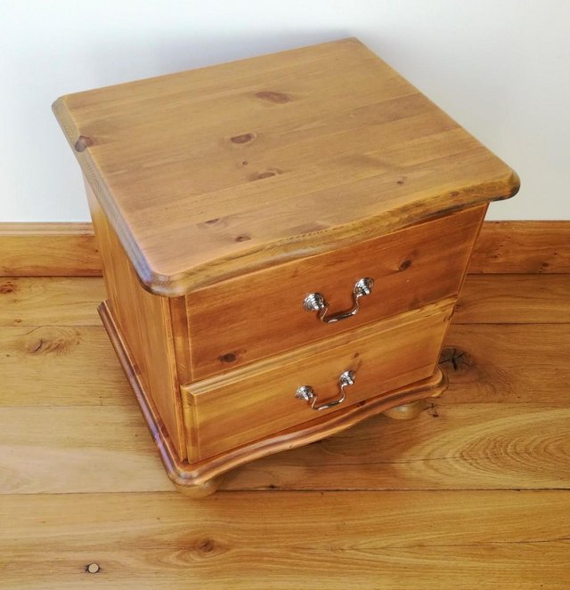 Image 3 of CHEST OF DRAWERS Pine Wood Furniture Cabinet 2 Drawer Chrome