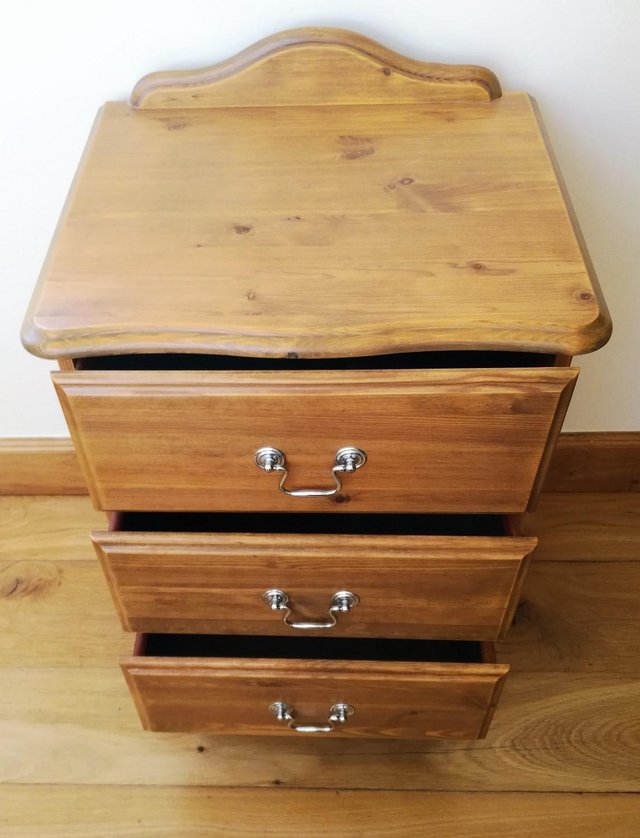 Image 2 of CHEST DRAWERS Pine Wood Furniture Cabinet 3 Handles Chrome