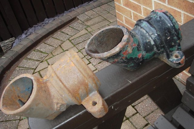 Preview of the first image of BESPOKE GARDENS - TWO VICTORIAN DOWN PIPE SHOES WITH EARS.