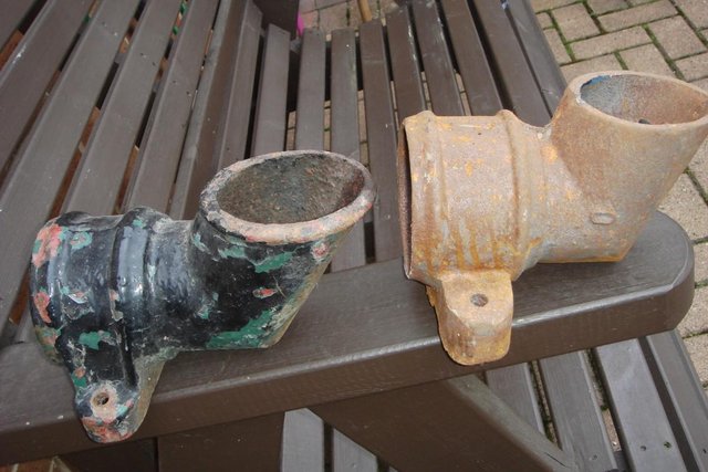 Image 2 of BESPOKE GARDENS - TWO VICTORIAN DOWN PIPE SHOES WITH EARS