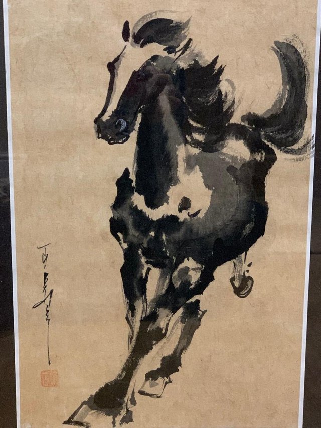 Preview of the first image of Hand-painted horse on parchment from Vietnam.