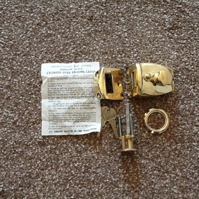 Preview of the first image of CENTURY BRASS NARROW STYLE DEAD LOCKING LATCH.