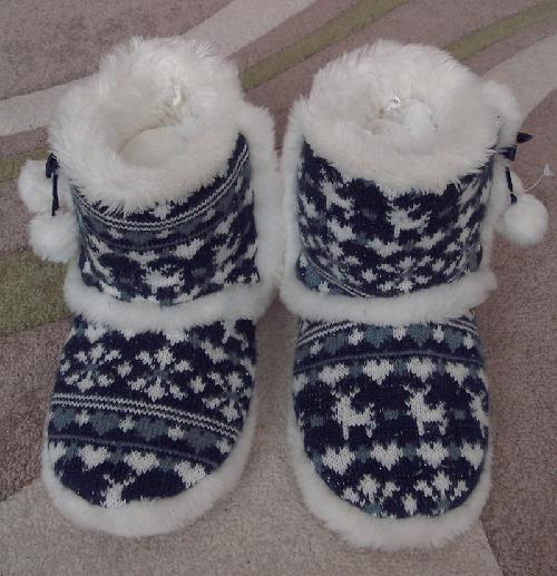 Image 2 of Ladies Navy/White Slipper Boots - Size 5-6