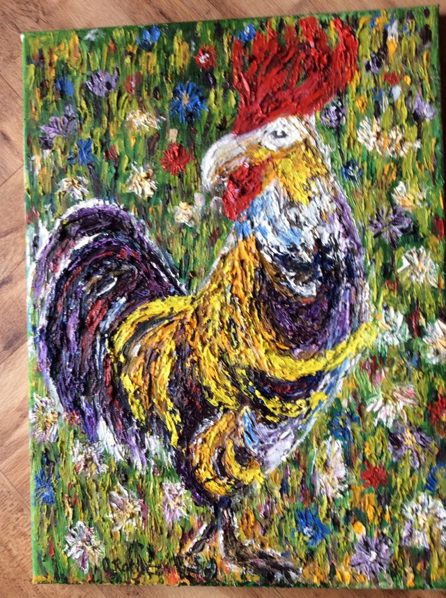 Preview of the first image of Original Oil on canvas of cockerel.