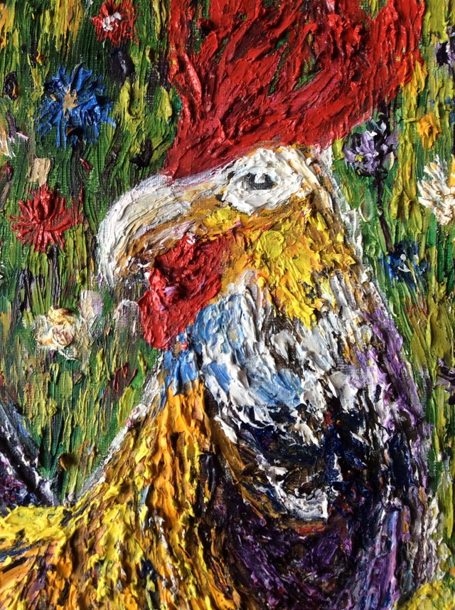 Image 2 of Original Oil on canvas of cockerel